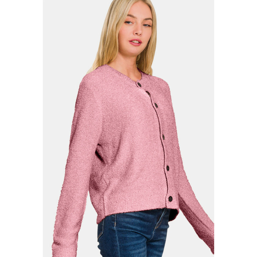 Zenana Button Down Long Sleeve Sweater Cardigan Apparel and Accessories