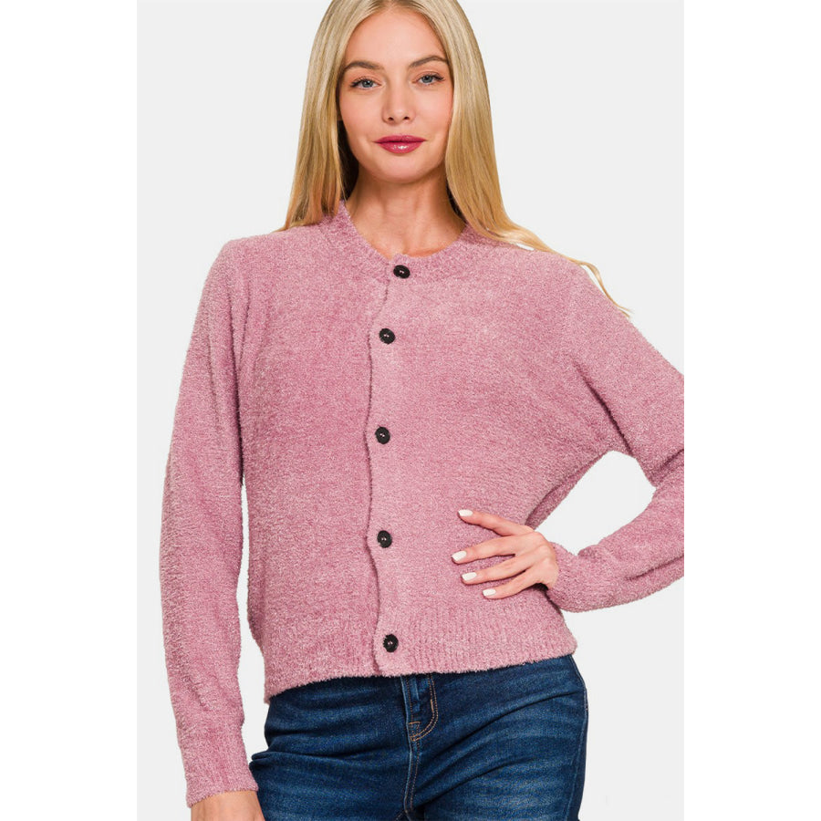 Zenana Button Down Long Sleeve Sweater Cardigan Apparel and Accessories