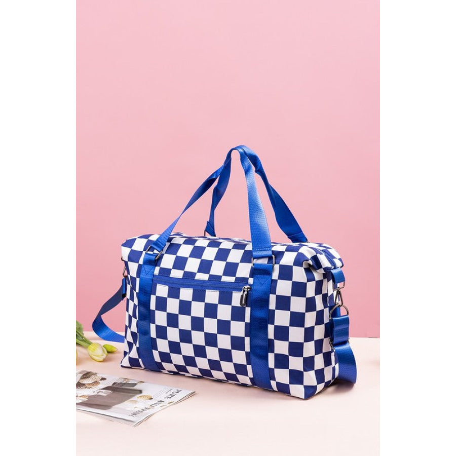 Zenana Checkered Multi-Pocket Travel Bag Apparel and Accessories