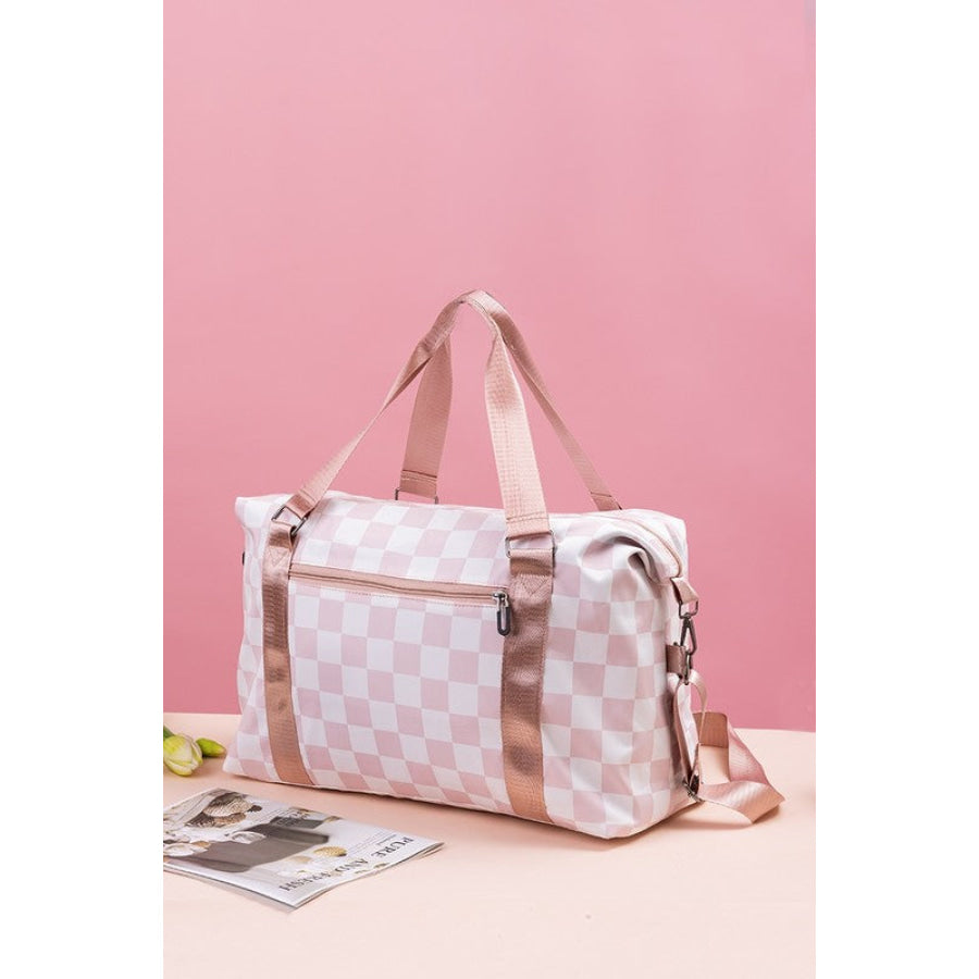 Zenana Checkered Multi-Pocket Travel Bag Apparel and Accessories