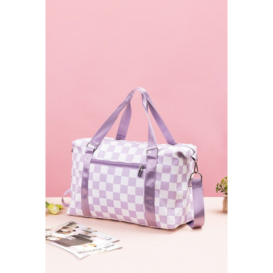 Zenana Checkered Multi-Pocket Travel Bag Apparel and Accessories