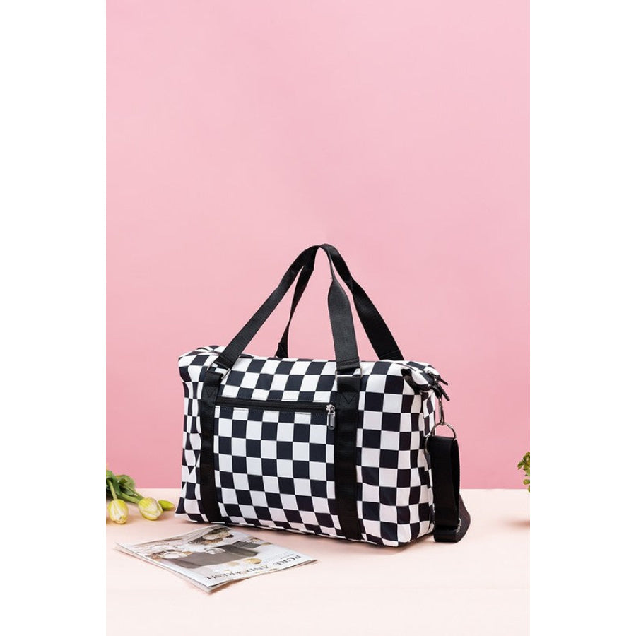 Zenana Checkered Multi-Pocket Travel Bag Apparel and Accessories