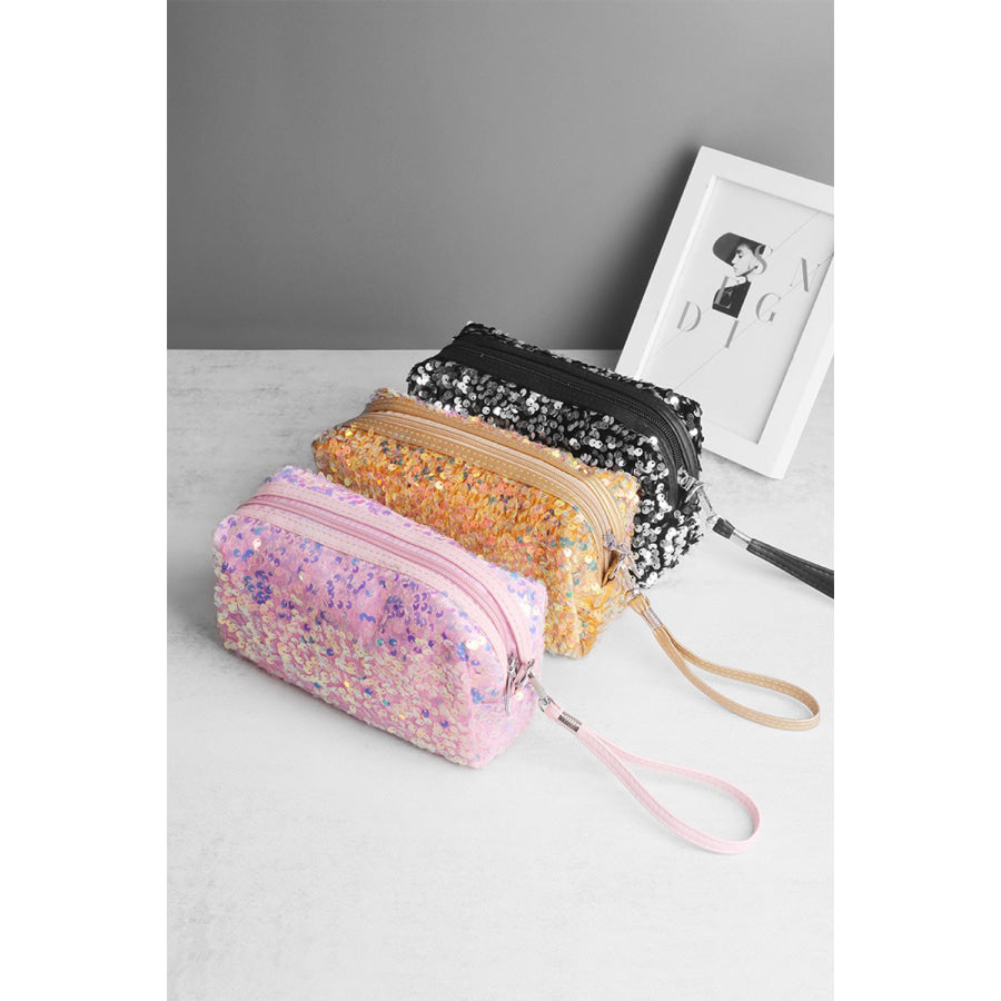 Zenana Colorful Shine Cosmetic Sequin Design Bag Apparel and Accessories