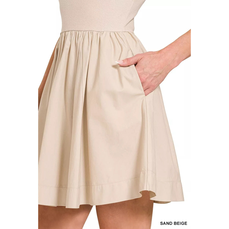 Zenana Combined Knit Tube Top Flare Mini Dress Apparel and Accessories