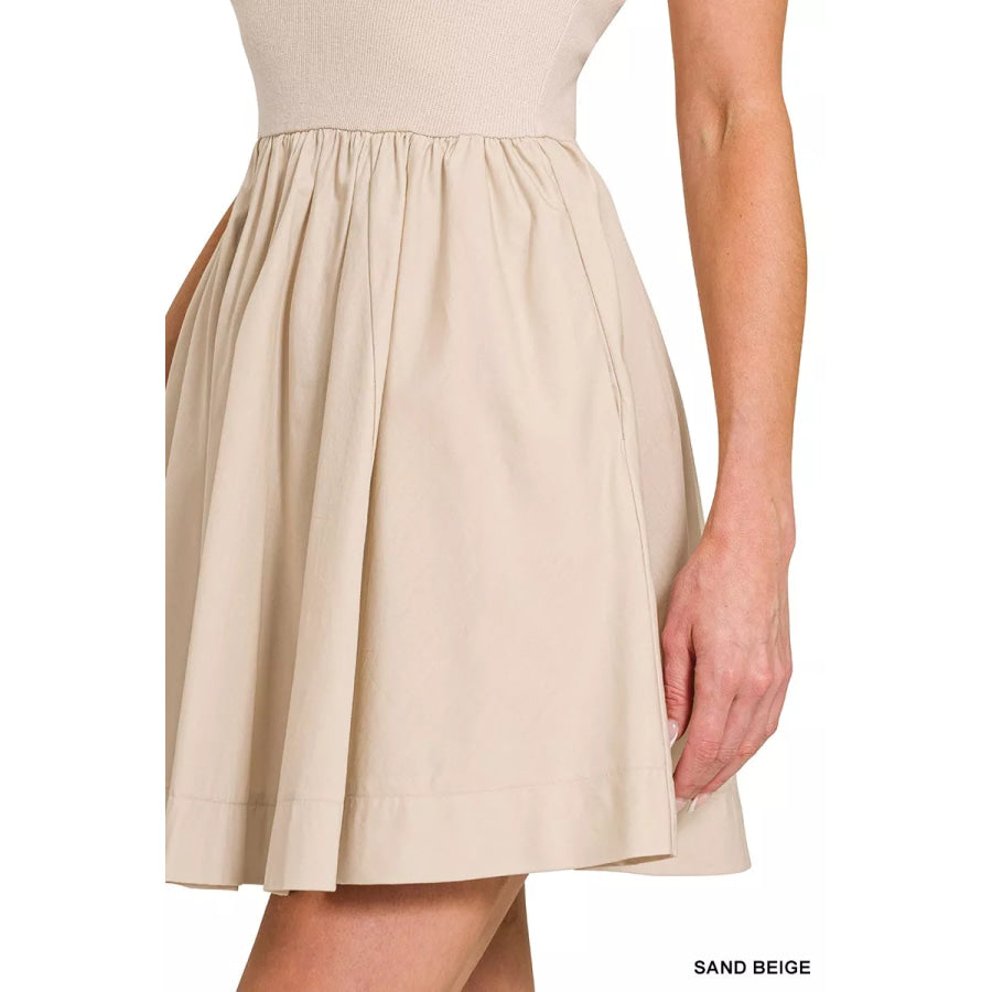 Zenana Combined Knit Tube Top Flare Mini Dress Apparel and Accessories