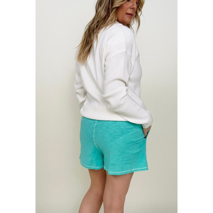 Zenana Contrast Stich Shorts with Pockets Shorts