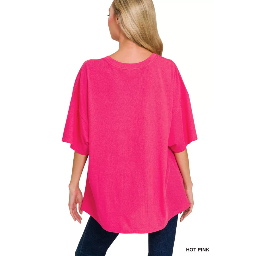 Zenana Cotton Short Sleeve Oversized Tunic Tee Apparel and Accessories