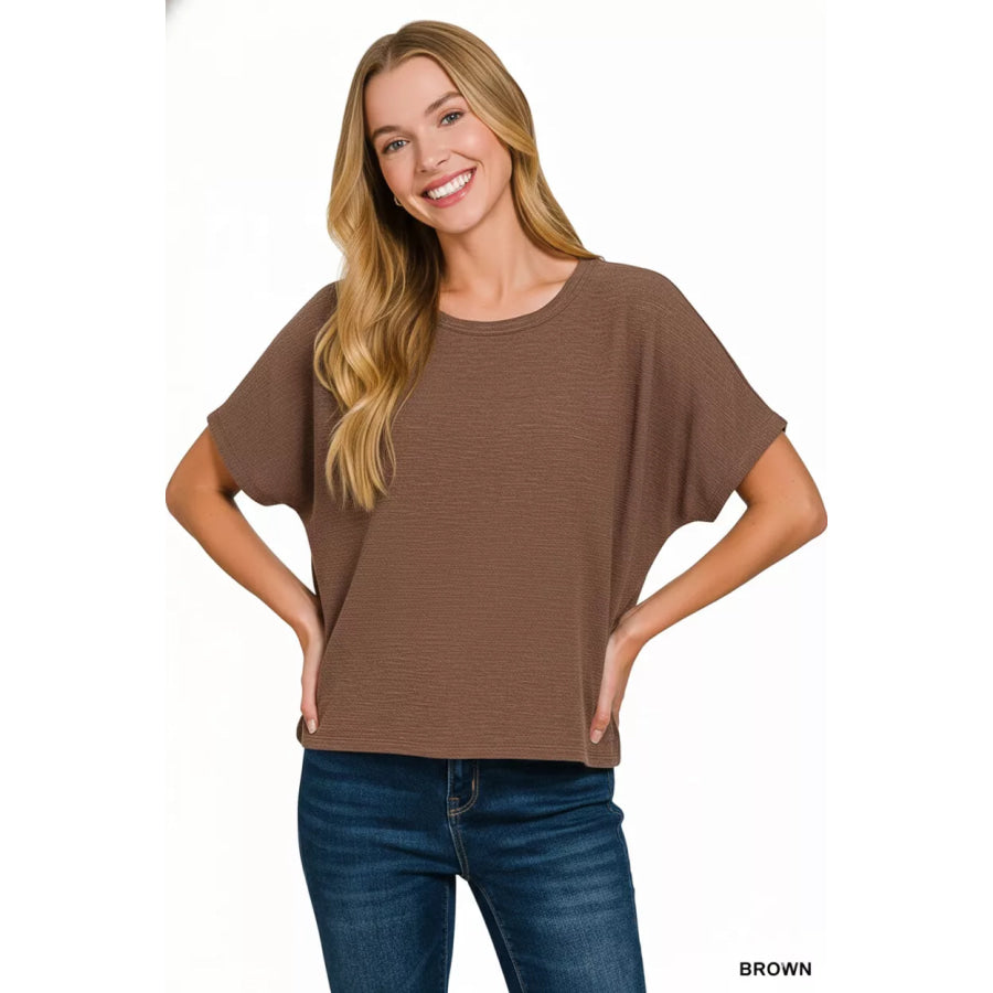 Zenana Cotton Slub Oversized Tee Apparel and Accessories