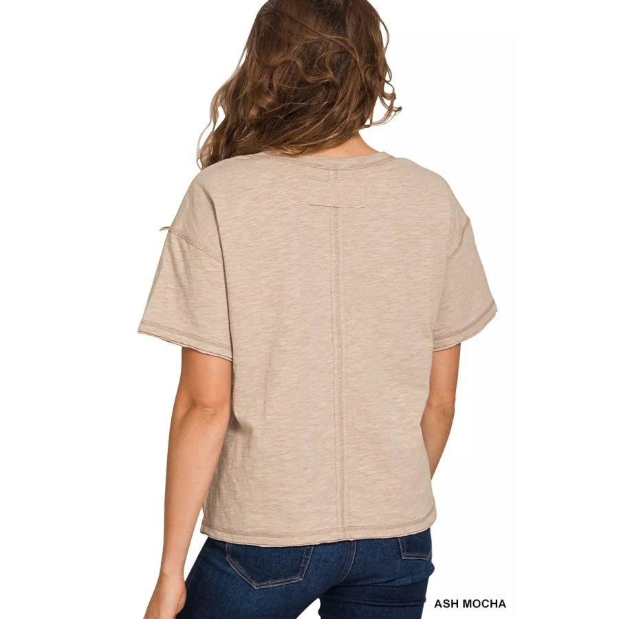 Zenana Cotton Slub Short Sleeve Tee Apparel and Accessories