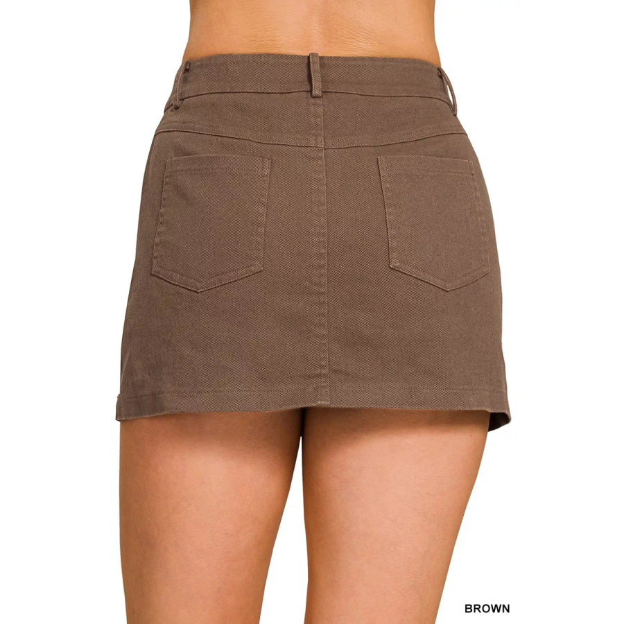 Zenana Cotton Twill Lined Mini Skirts Apparel and Accessories
