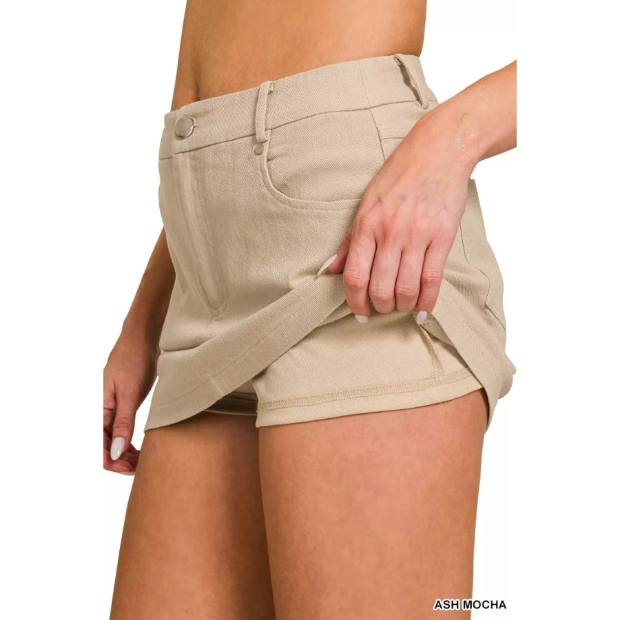 Zenana Cotton Twill Lined Mini Skirts Apparel and Accessories