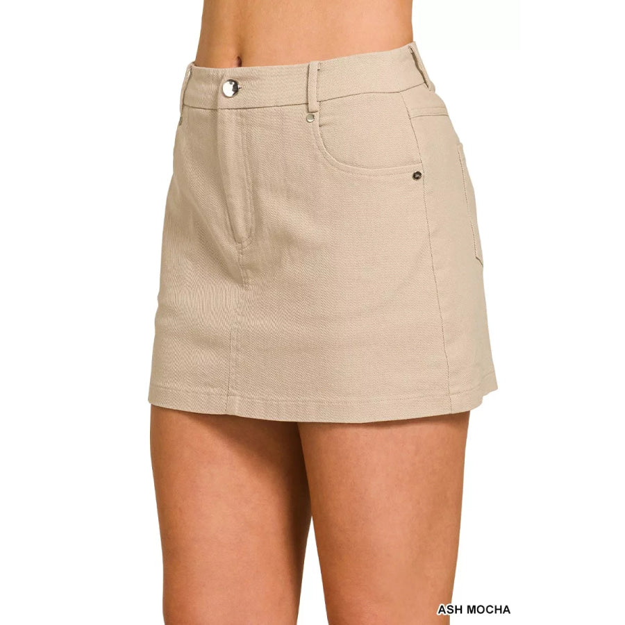 Zenana Cotton Twill Lined Mini Skirts Apparel and Accessories