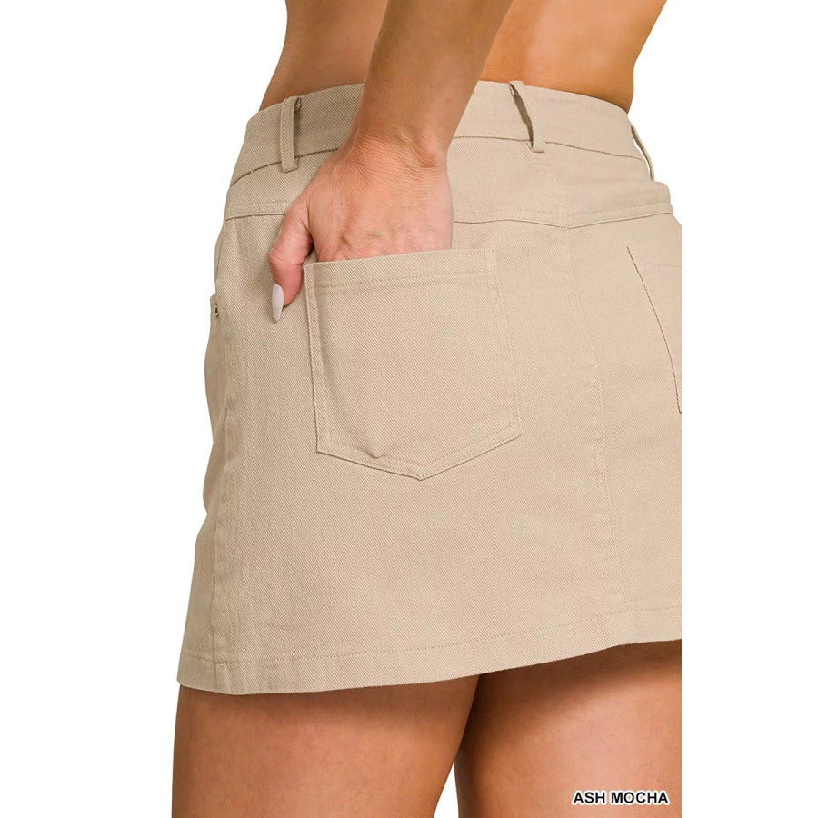 Zenana Cotton Twill Lined Mini Skirts Apparel and Accessories