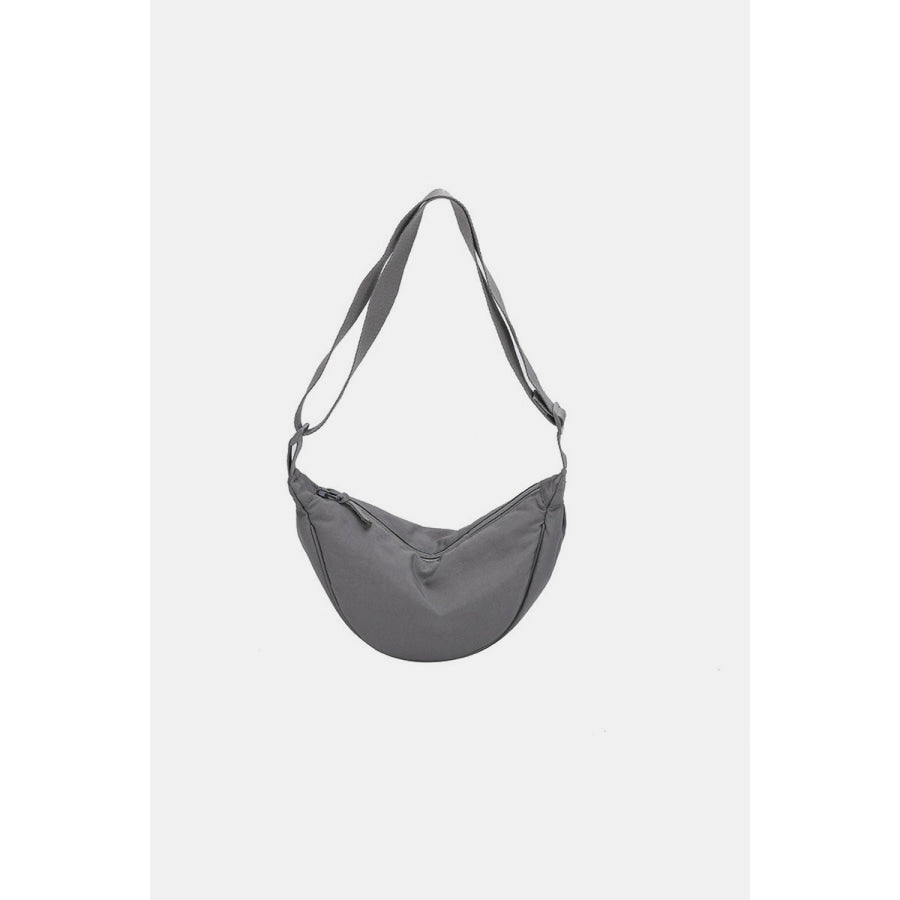 Zenana Crescent Crossbody Bag Grey / One Size Apparel and Accessories