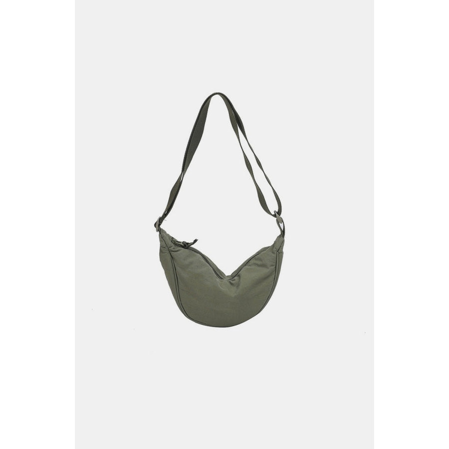 Zenana Crescent Crossbody Bag Olive / One Size Apparel and Accessories