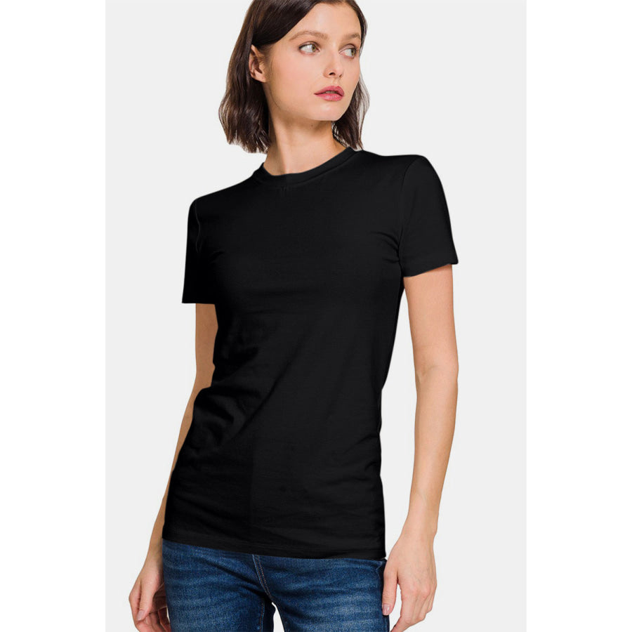 Zenana Crew Neck Short Sleeve T-Shirt Black / S Apparel and Accessories
