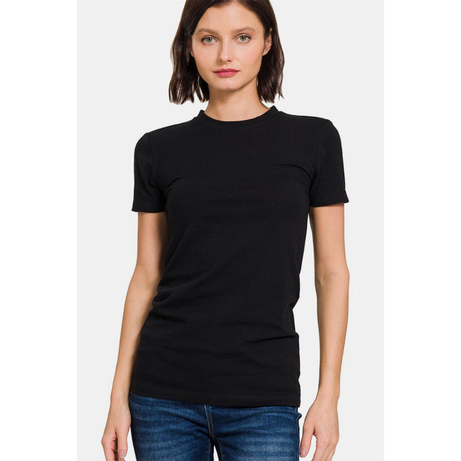 Zenana Crew Neck Short Sleeve T-Shirt Black / S Apparel and Accessories