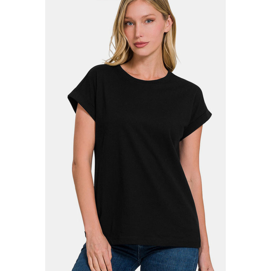 Zenana Crew Neck Short Sleeve T-Shirt Black / S Apparel and Accessories