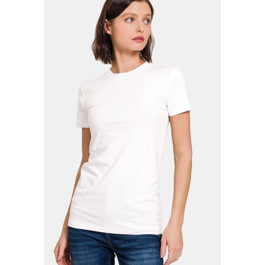 Zenana Crew Neck Short Sleeve T-Shirt White / S Apparel and Accessories