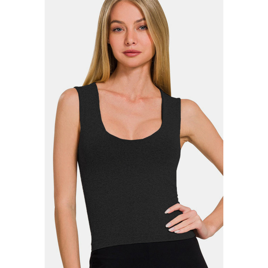 Zenana Cropped Padded Seamless Tank Apparel and Accessories