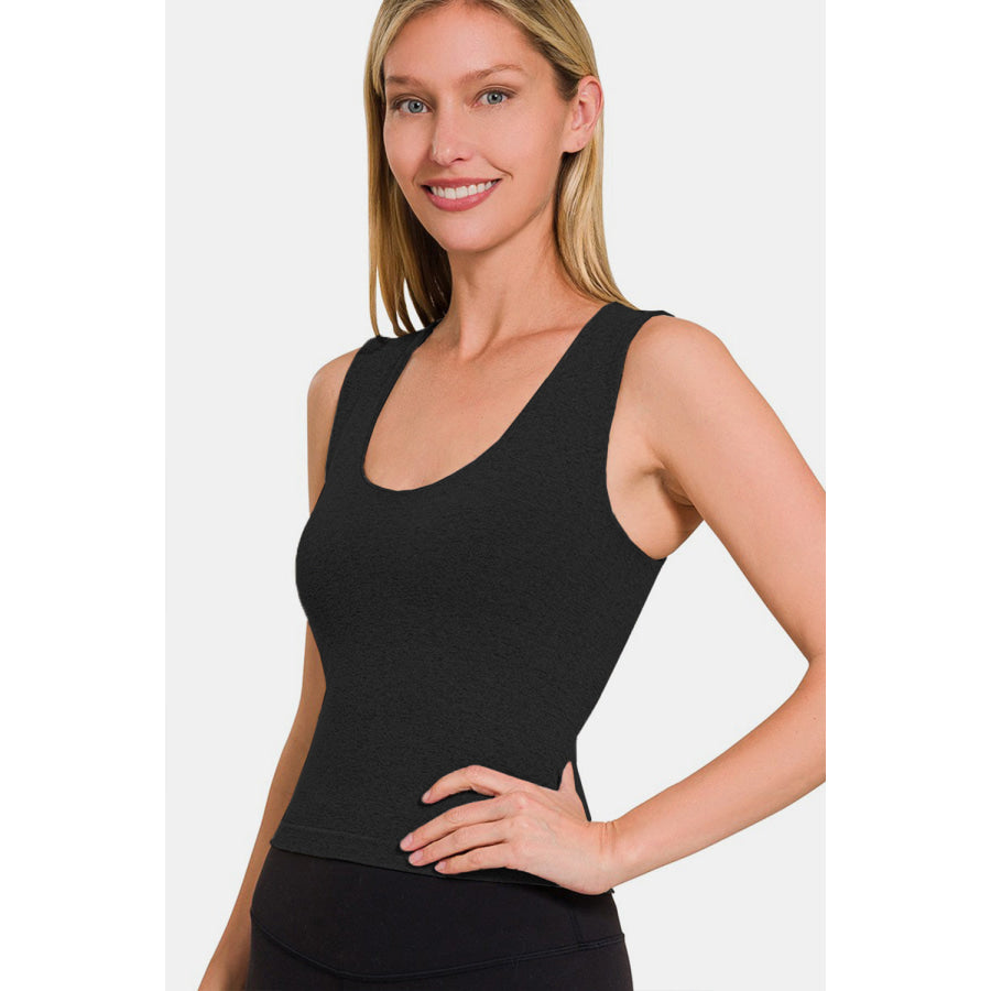 Zenana Cropped Padded Seamless Tank Apparel and Accessories