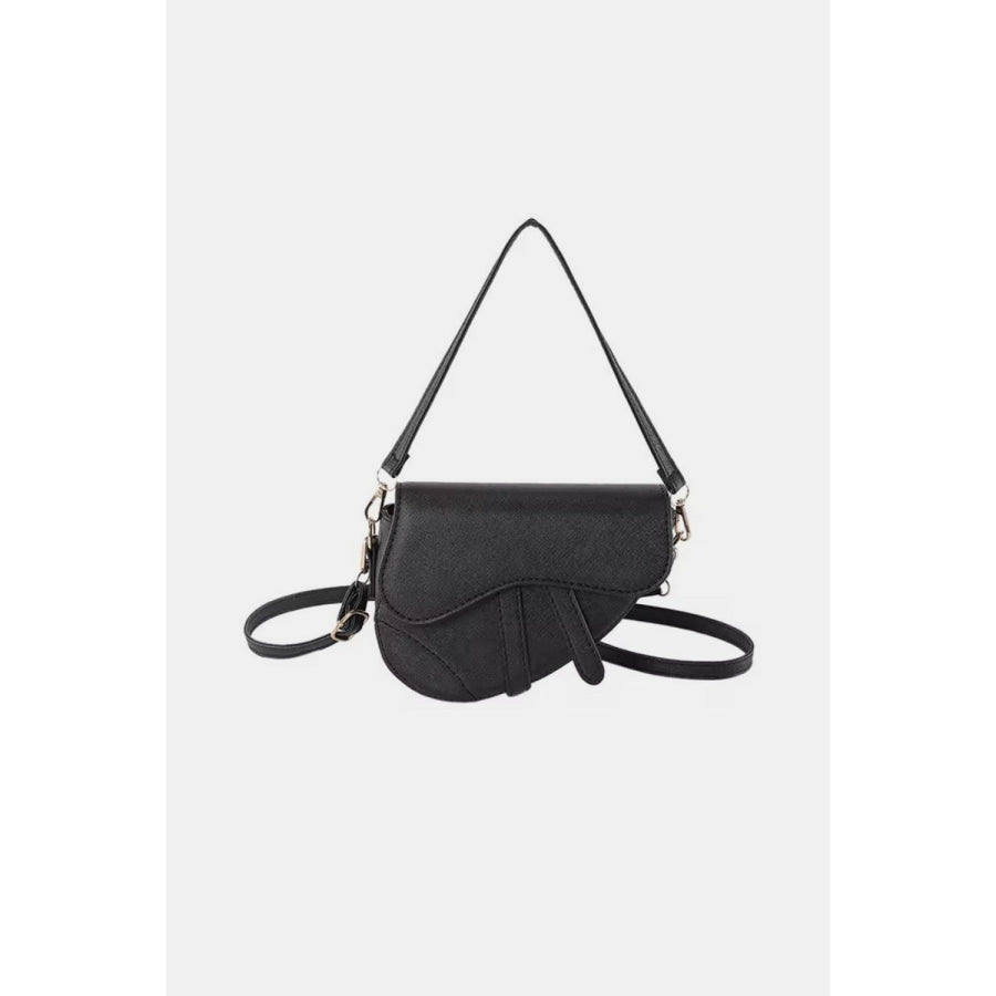 Zenana Zenana Crossbody Saddle Bag Black / One Size Apparel and Accessories