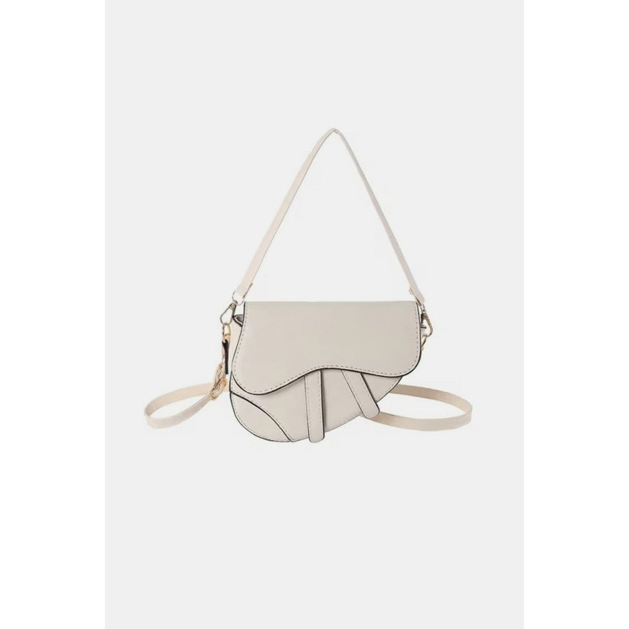 Zenana Zenana Crossbody Saddle Bag Off White / One Size Apparel and Accessories