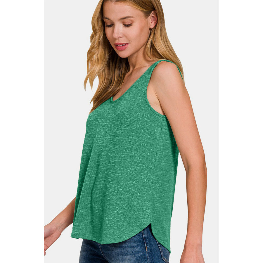Zenana Curved Hem Round Neck Tank Apparel and Accessories
