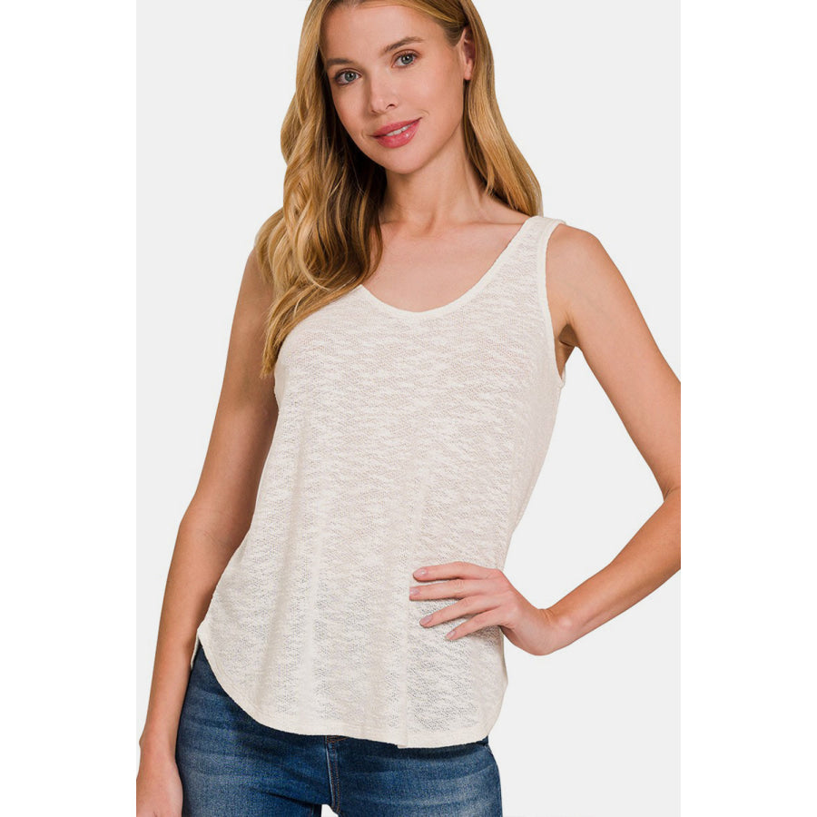 Zenana Curved Hem Round Neck Tank Apparel and Accessories