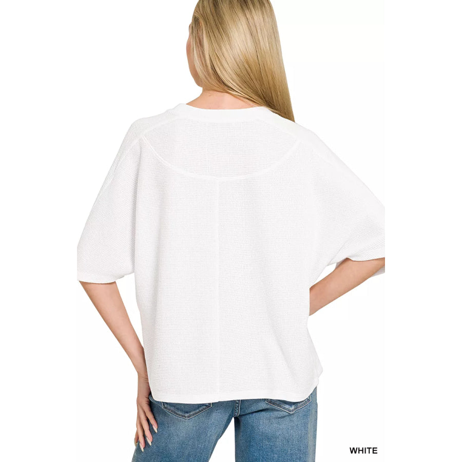 Zenana Double Knit Short Sleeve Top Apparel and Accessories