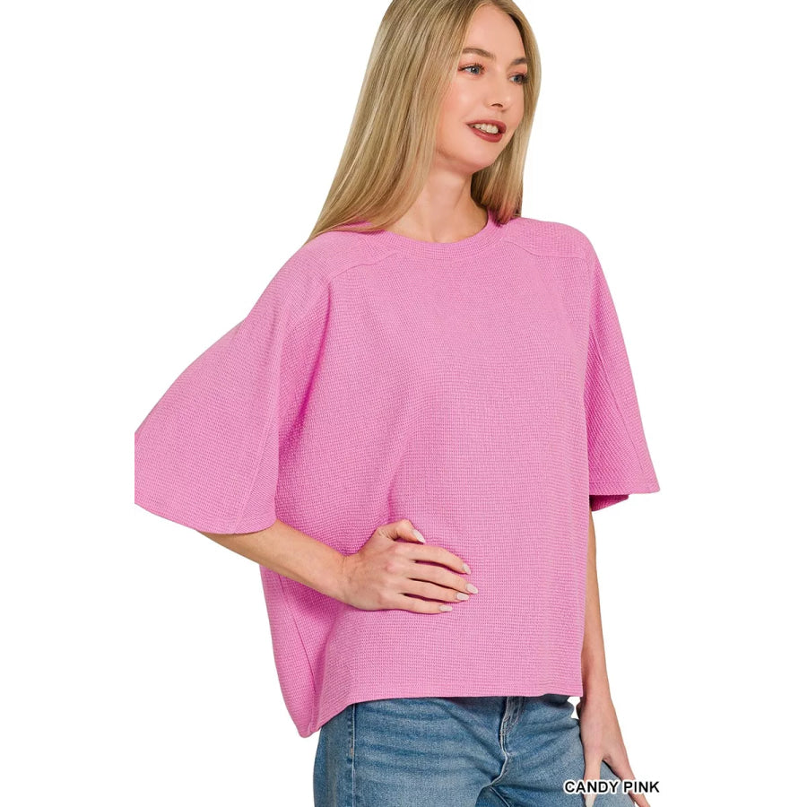 Zenana Double Knit Short Sleeve Top Apparel and Accessories