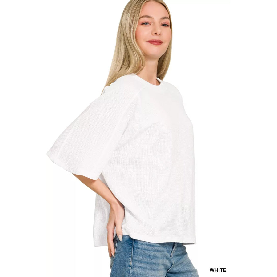 Zenana Double Knit Short Sleeve Top Apparel and Accessories