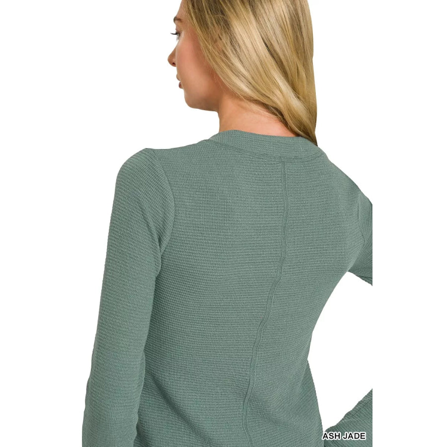 Zenana Double Knit Snap Button Shirts ASH JADE / S Apparel and Accessories