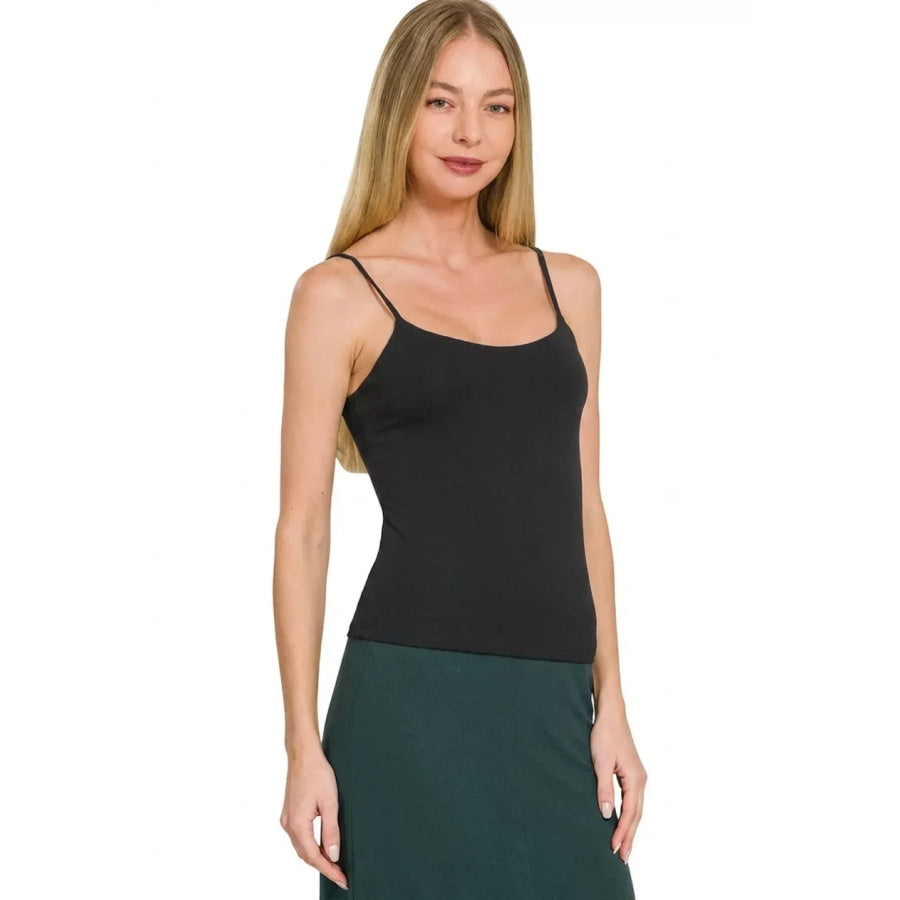 Zenana Double Layered Round Neck Spaghetti Cami Apparel and Accessories