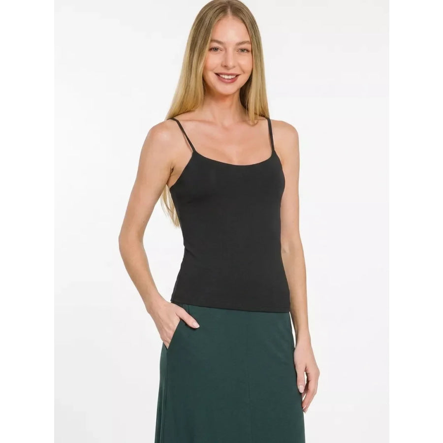 Zenana Double Layered Round Neck Spaghetti Cami Apparel and Accessories
