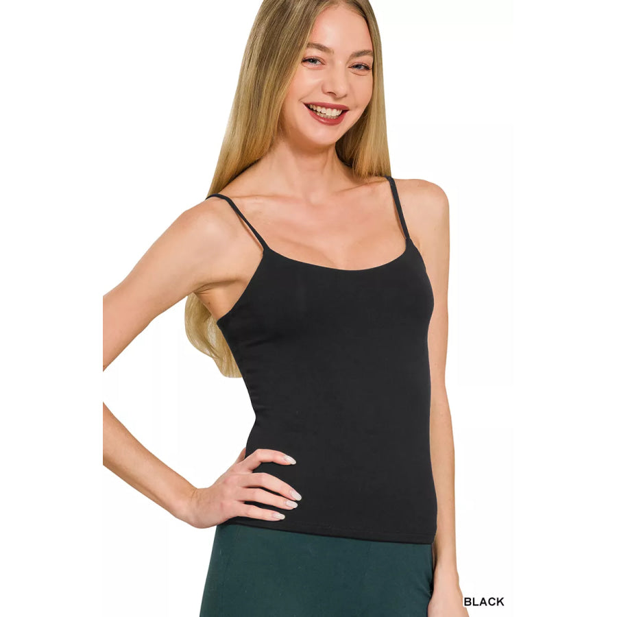 Zenana Double Layered Round Neck Spaghetti Cami BLACK / S Apparel and Accessories