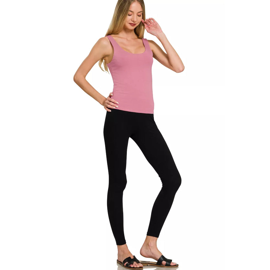 Zenana Double Layered Double Scoop Tank Top Apparel and Accessories