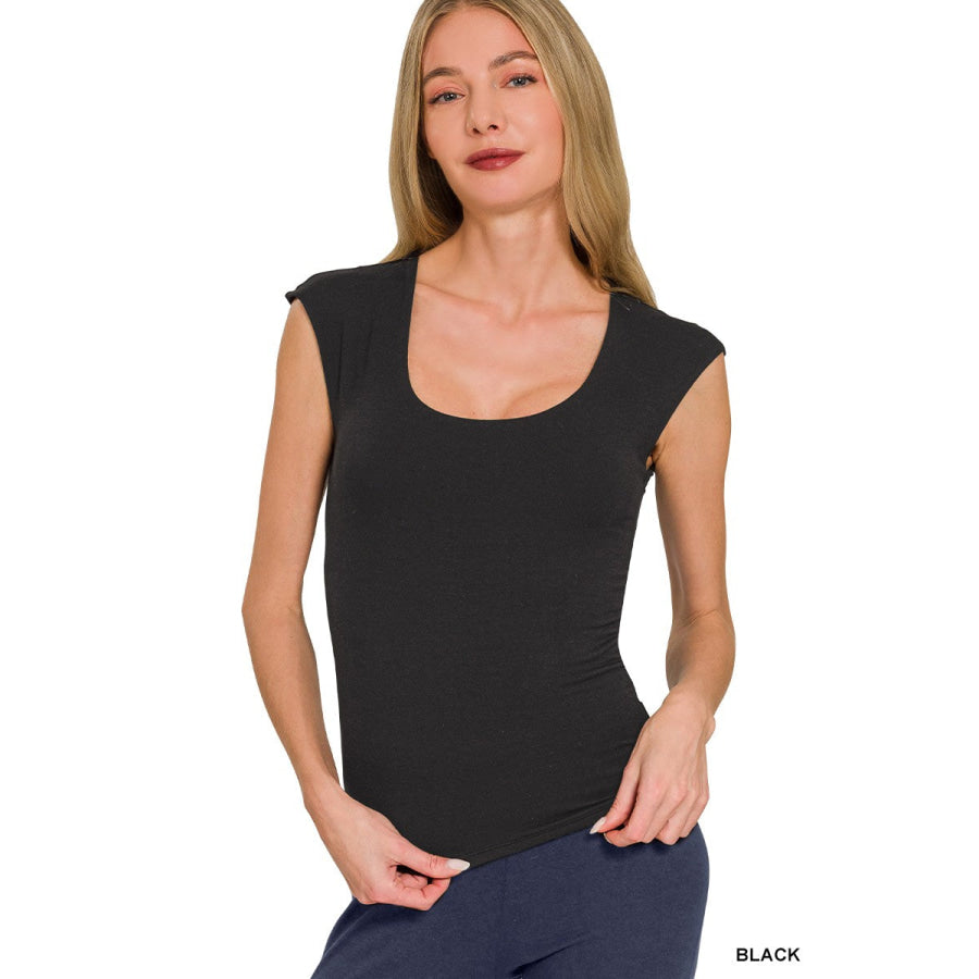 Zenana Double Layered Sleeveless Top BLACK / S Apparel and Accessories