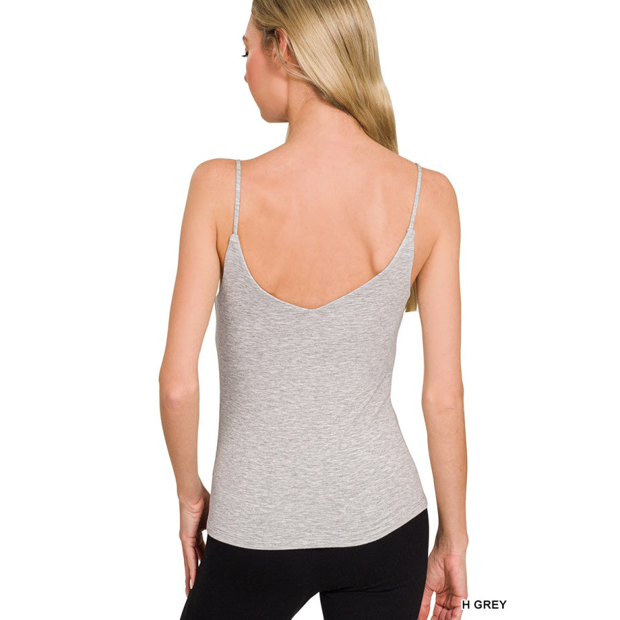 Zenana Double Layered V-neck Spaghetti Cami Apparel and Accessories