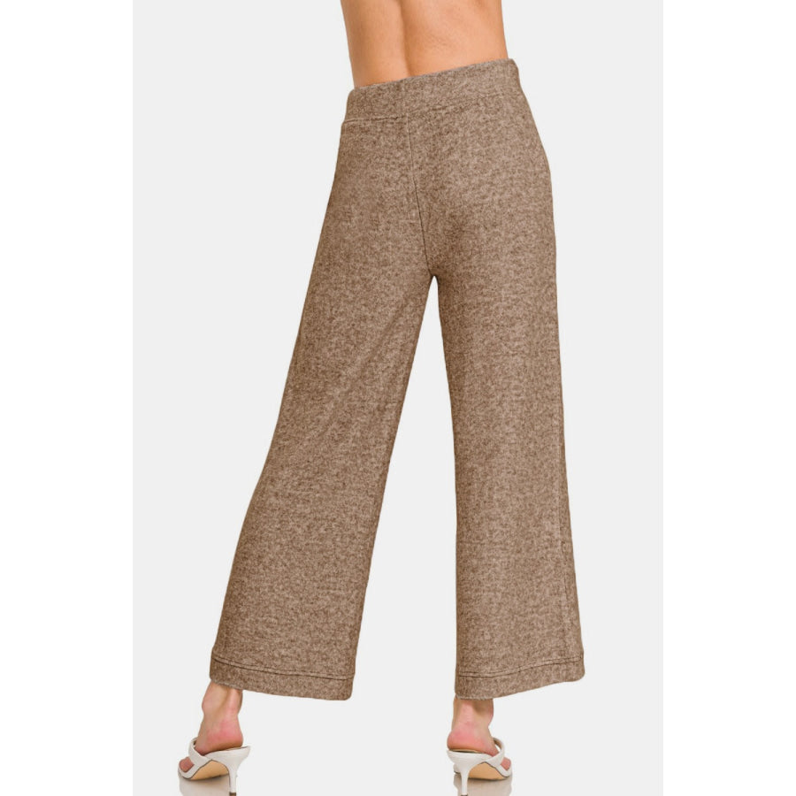 Zenana Drawstring Hacci Cropped Pants Apparel and Accessories