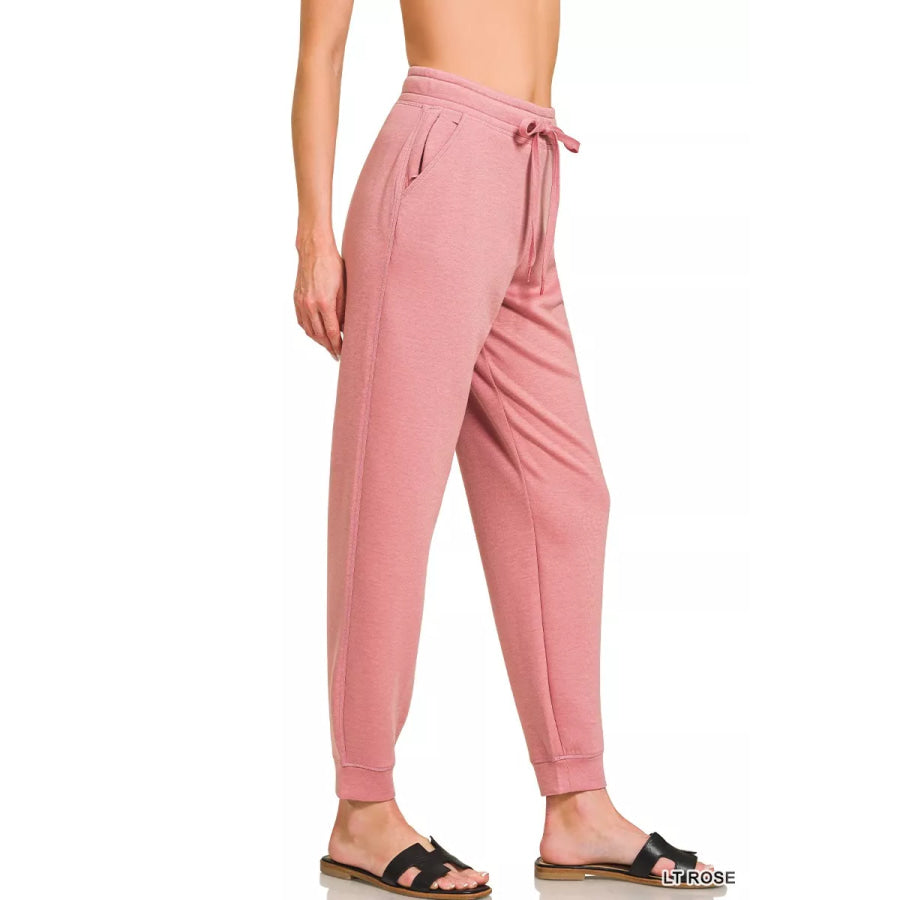 Zenana Drawstring Scuba Joggers with Pockets Apparel and Accessories