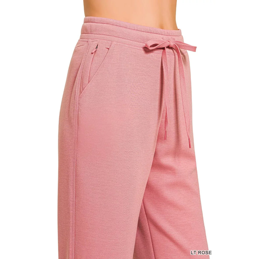 Zenana Drawstring Scuba Joggers with Pockets Apparel and Accessories