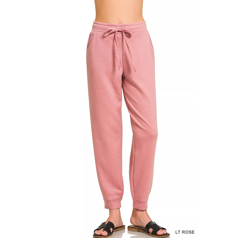 Zenana Drawstring Scuba Joggers with Pockets LT ROSE / S Apparel and Accessories