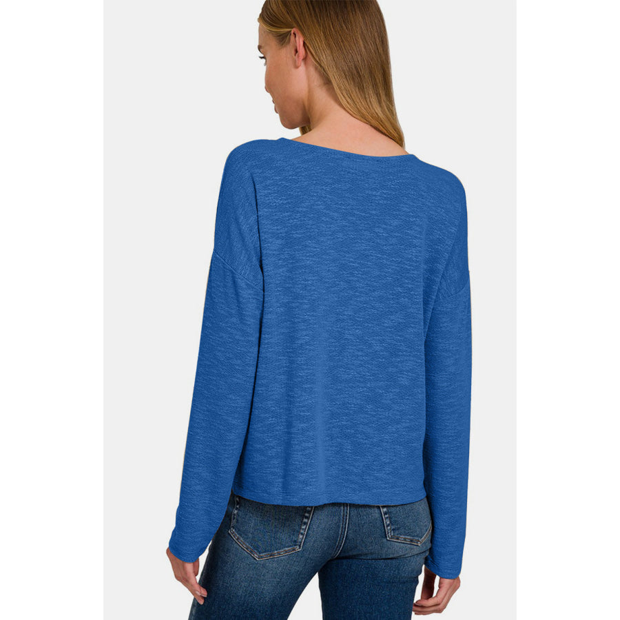 Zenana Dropped Shoulder Long Sleeve T-Shirt Apparel and Accessories