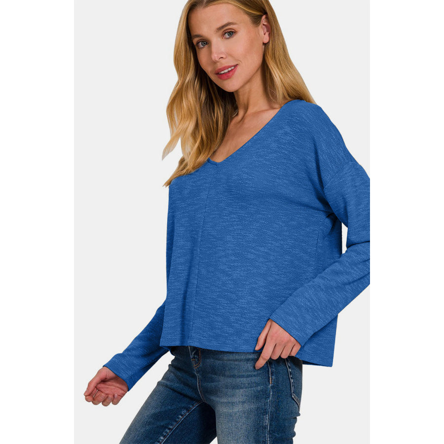 Zenana Dropped Shoulder Long Sleeve T-Shirt Apparel and Accessories