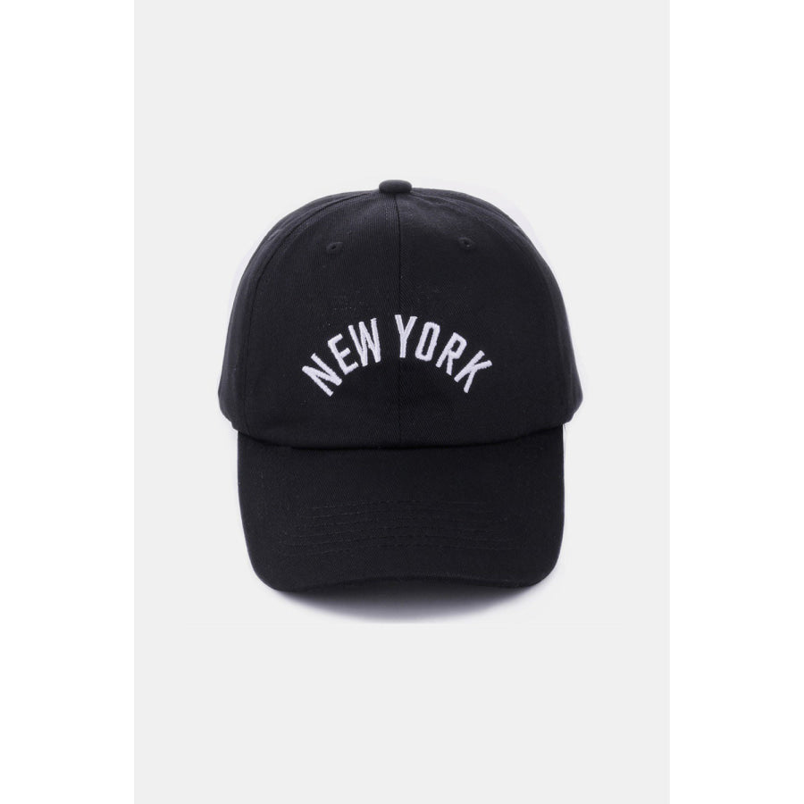 Zenana Embroidered City Baseball Cap New York Black / One Size Apparel and Accessories