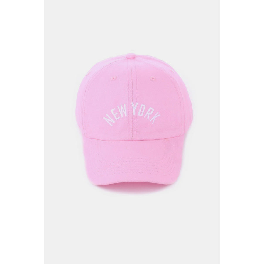 Zenana Embroidered City Baseball Cap New York Pink / One Size Apparel and Accessories