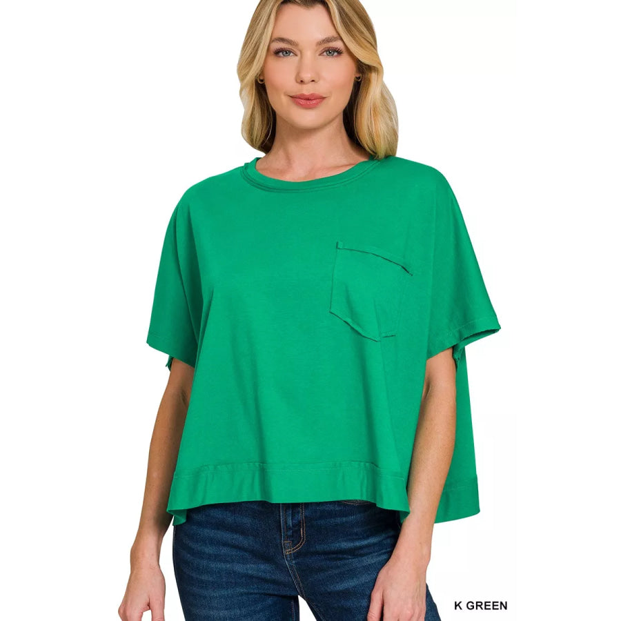Zenana Exposed Seam Boxy Top Apparel and Accessories