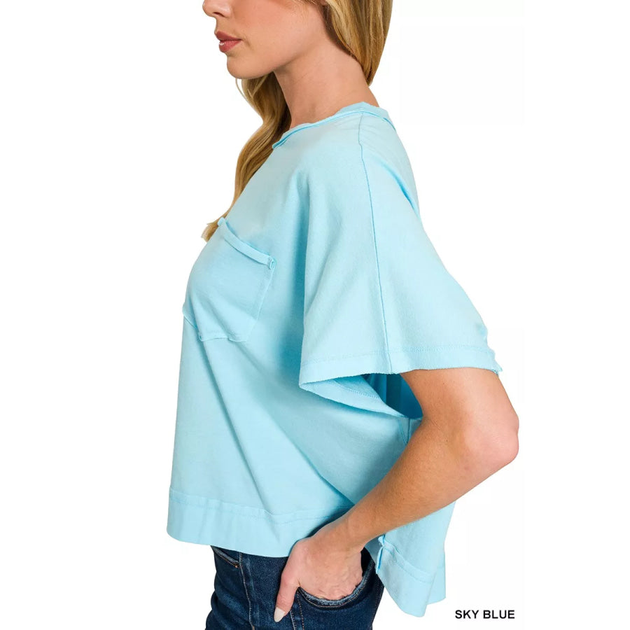 Zenana Exposed Seam Boxy Top Apparel and Accessories