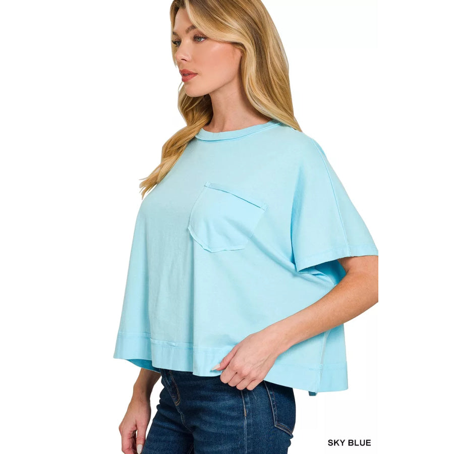 Zenana Exposed Seam Boxy Top Apparel and Accessories